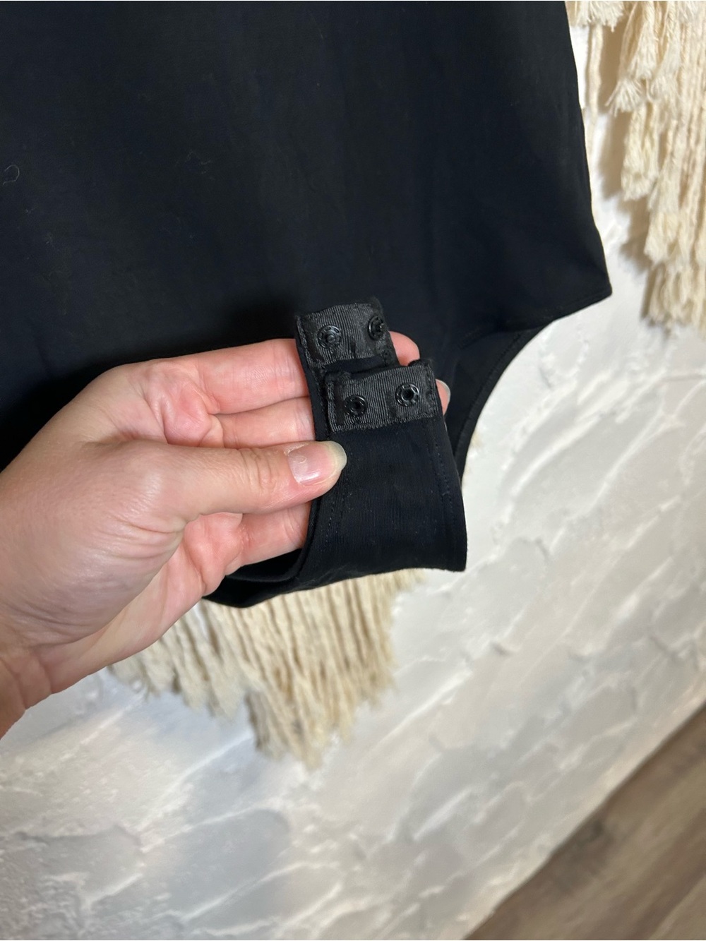 Oak + Fort Oak Refined Black Short Sleeve Bodysuit Capsule Wardrobe Minimalist - Picture 8 of 13